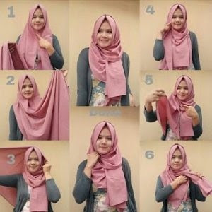 tutorial hijab segi empat simple dan modis
