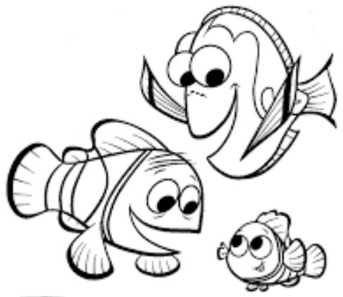 Gambar Mewarnai Ikan Finding Nemo dan Ayah Ibunya 