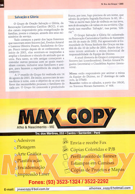 PROGRAMAÇÃO DAS FESTIVIDADES DE N. SRA. DAS GRAÇAS - 2005 - PAG 36