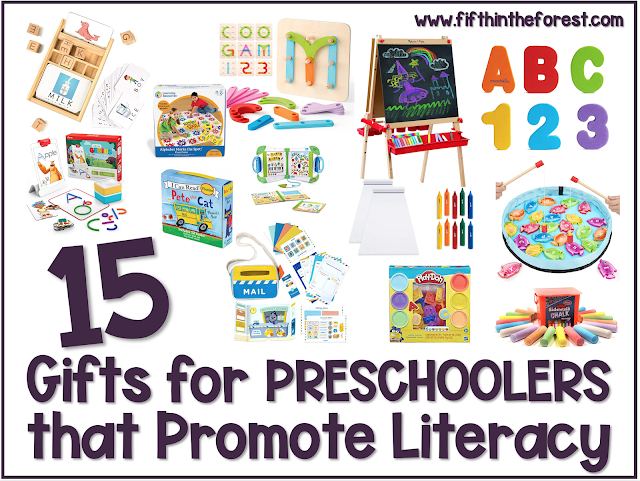 Title Image for 15 Literacy Centered Gifts for Preschoolers