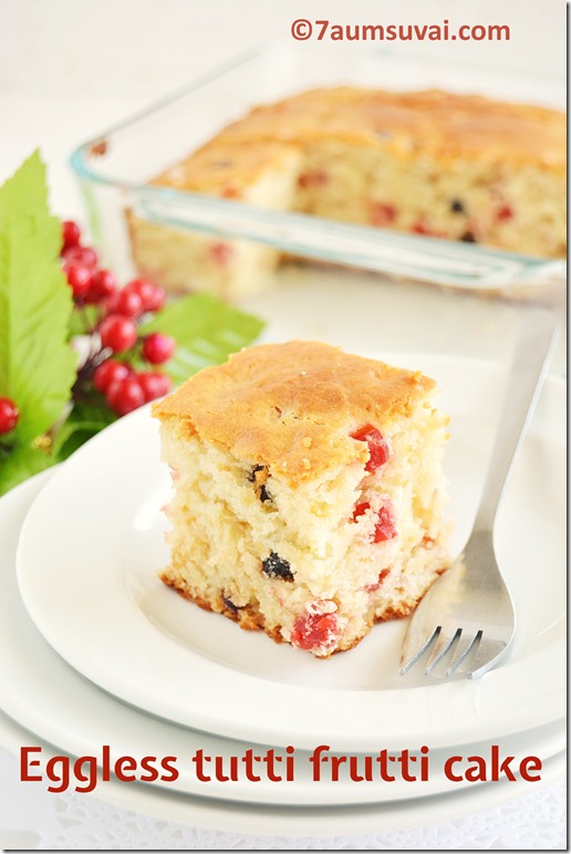 Eggless tutti frutti cake 