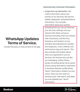 <img src="WhatsApp terms and Conditions updation.jpg" alt="A photo from Beebom app of WhatsApp update">
