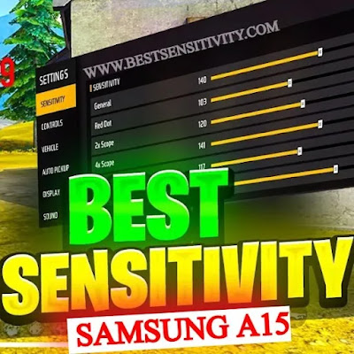 Best Recommended Sensitivity  headshot Settings free fire for Samsung A15