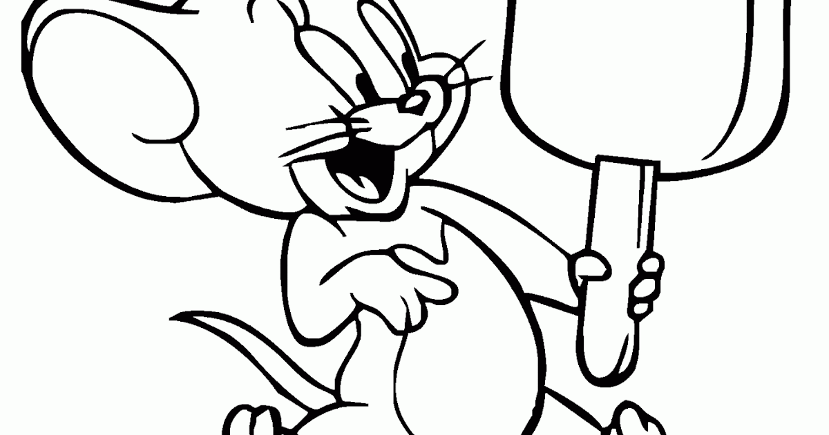Mewarnai Gambar Jerry Makan Es Krim ~ Tom & Jerry - Contoh 