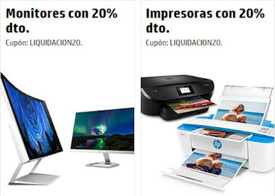 20% descuento monitores y impresoras HP Store