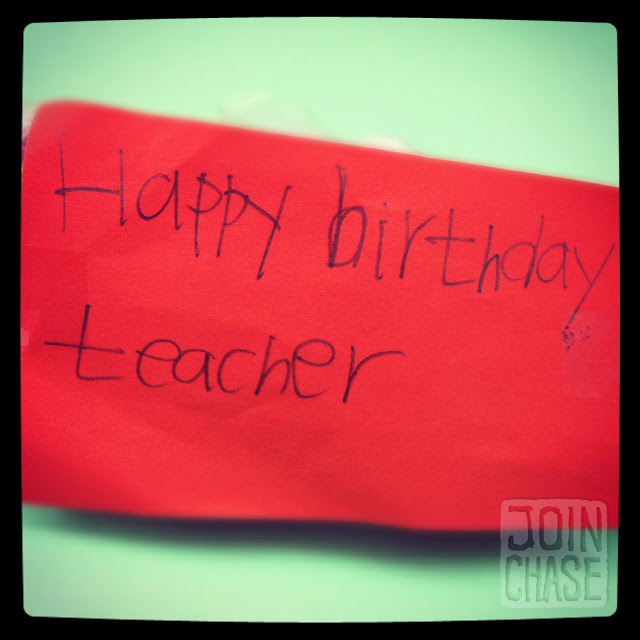 A birthday note from an elementary student in South Korea.