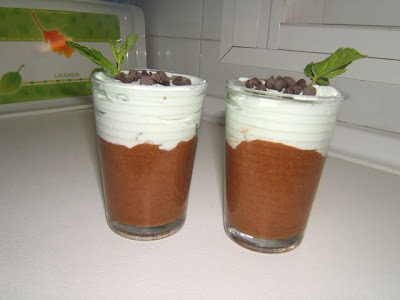 Verrine mousse de chocolat et mousse à la menthe