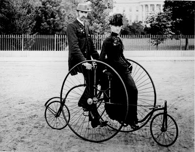 This is a'Quadricycle' a fourwheeled vehicle from the Victorian era