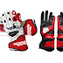 Red & White Leather Moto Gloves