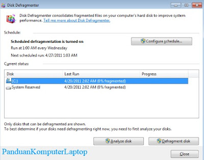 mempercepat kinerja laptop dengan disk defragmenter