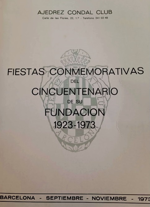 Cincuentenario del Escacs Comtal Club (1923-1973), portada del boletín