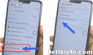 menu face and passcode oppo a3s