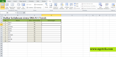 fungsi dari freeze panes excel 2010