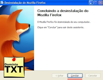 DominioTXT - Desinstalação Mozilla Concluida