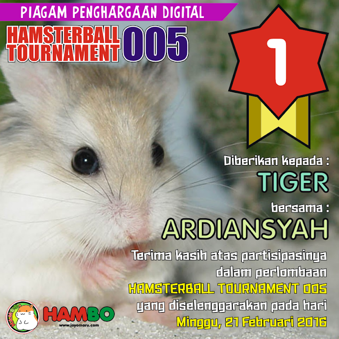 PIAGAM HAMSTERBALL TOURNAMENT 005 - JUARA 01 sampai 10