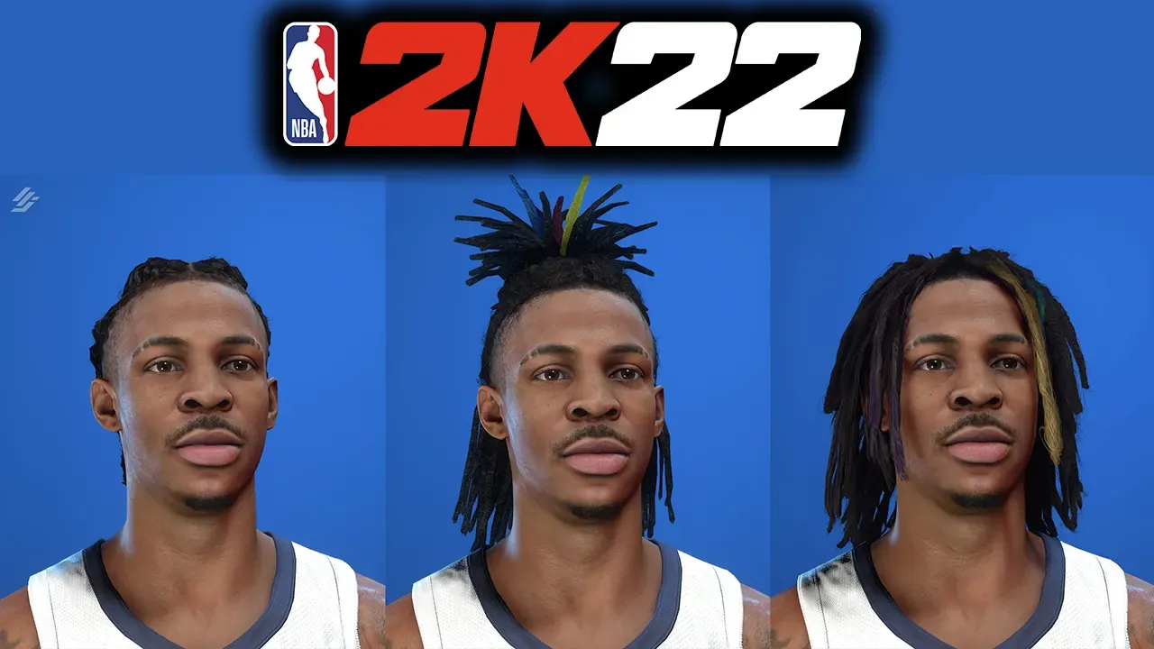 NBA 2K22 Ja Morant Cyberface 3 Hairstyles