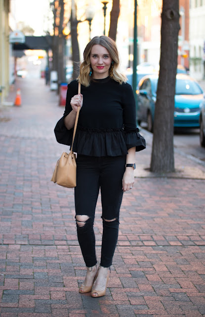 cinq-a-sept-black-ruffle-blouse