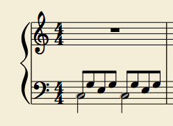 エレクトーンと Musescoreピアノ譜でよくある左手の２声の楽譜
