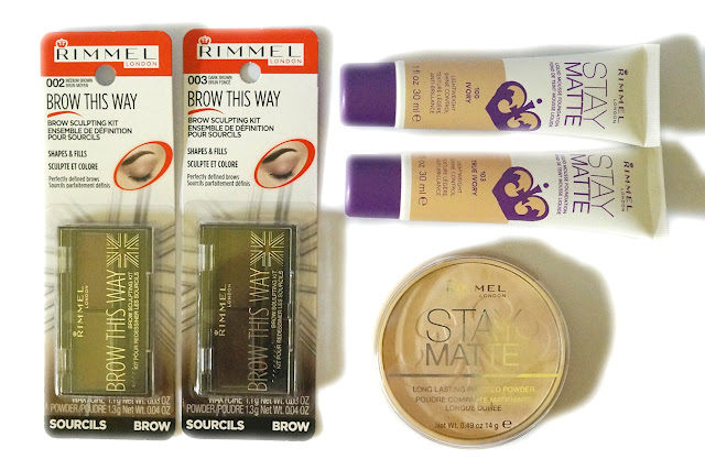 Rimmel London Brow This Way, Stay Matte Pressed Powder, Stay Matte Liquid Foundation