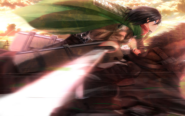   Mikasa Ackerman Riding Horse Blade Girl Female Attack on Titan Shingeki no Kyojin Anime HD Wallpaper Desktop PC Background 2115