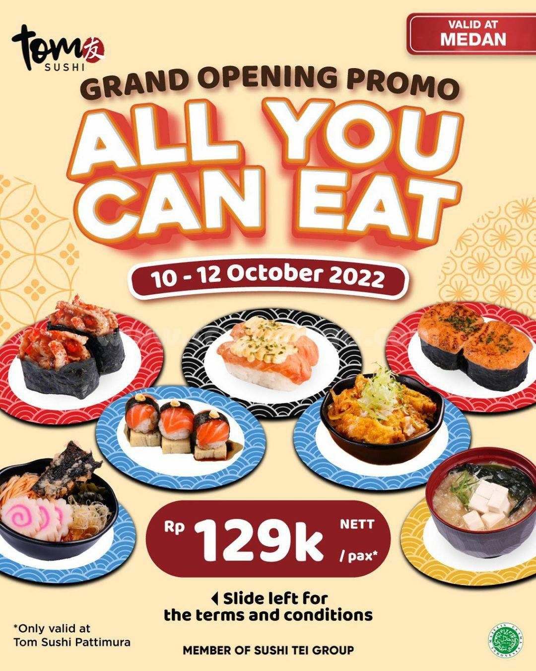 Tom Sushi Medan Opening Promo All You Can Eat only 129K