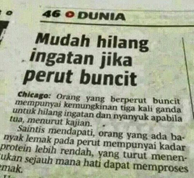 Mudah Hilang Ingatan Jika Perut Buncit!!