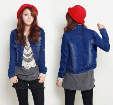 jaket korea murah bahan levis warna biru