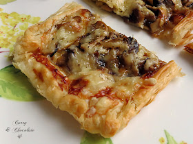 Hojaldre de setas  y cebolla confitada o caramelizada – Caramelized onion and mushroom puff pastry