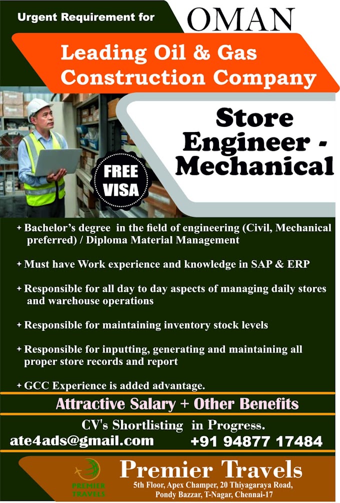 Job : Store Engineer Mechanical - Oman