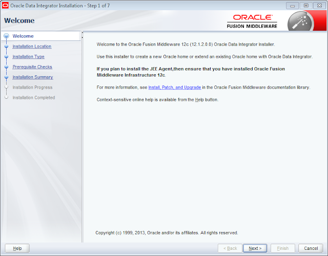 ODI 12c Installer Welcome Page