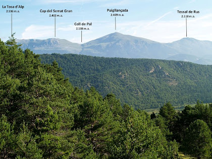 Vistes de la Tosa d'Alp i el Puigllançada des de la Collada de les Bassotes