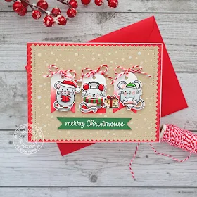 Sunny Studio Stamps: Merry Mice Frosty Flurries Frilly Frames Winter Themed Christmas Card by Vanessa Menhorn