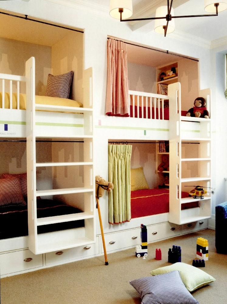 Built in Bunk Beds with Curtains