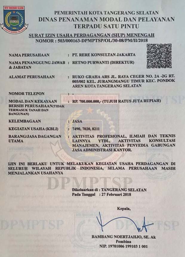 contoh surat izin usaha perdagangan (siup)