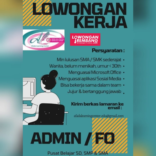 Lowongan Kerja Pegawai Admin Front Office Bimbingan Belajar Afada Learning Center Rembang