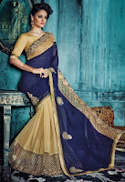 Style Surat Mesmerizing Blue And Cream Wedding Wear Saree