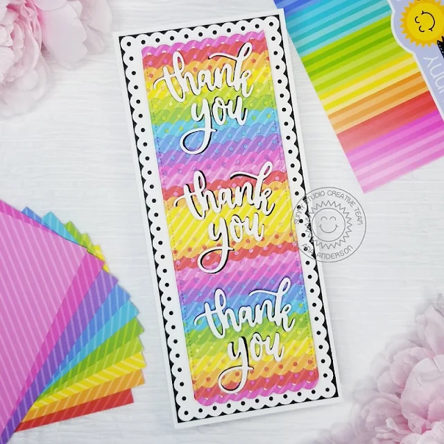 Sunny Studio Stamps: Slimline Dies Thank You Card by Ana Anderson