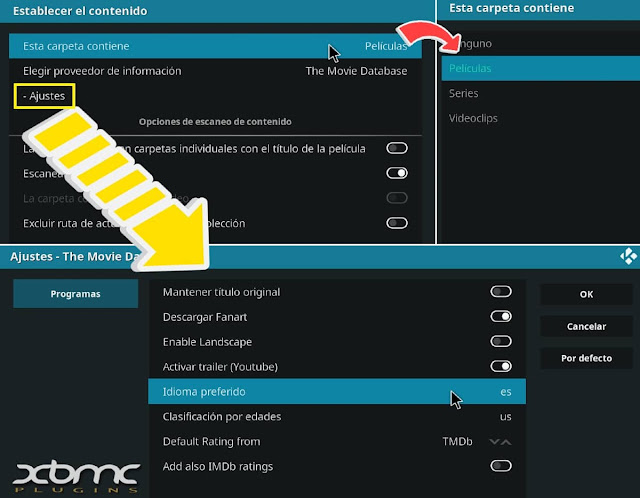 AJUSTES PELICULAS SERIES KODI