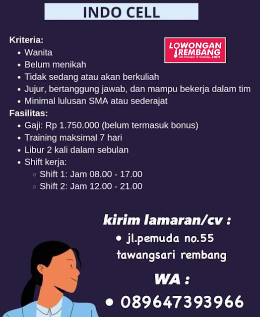 Lowongan Kerja Pegawai Penjaga Toko Indo Cell Rembang