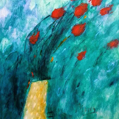 Flowers in the wind series, a painting by Melvis Matos