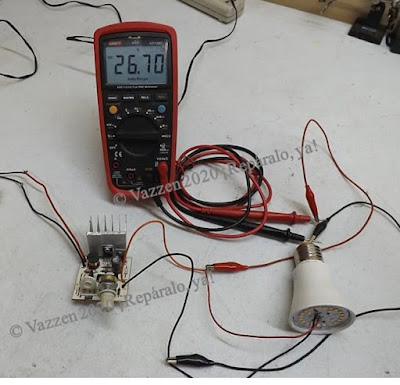 Tercer paso para ajustar el circuito dimmer a una lampara LEd de 15 watts