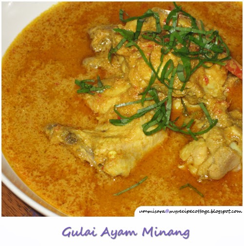 my recipe cottage Gulai  Ayam  Minang