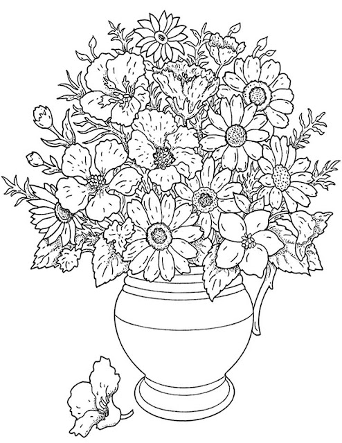 coloriage vase avec fleurs