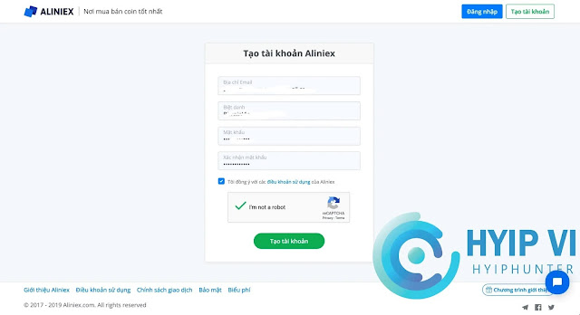 Hướng dẫn đăng kí Aliniex