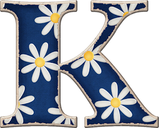Abecedario Azul con Margaritas Blancas. Blue Alphabet with White Daisies. 