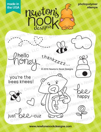 Winston's Honeybees | 4 x 4 Bear and Honey Stamp set | Newton's Nook Designs #newtonsnook