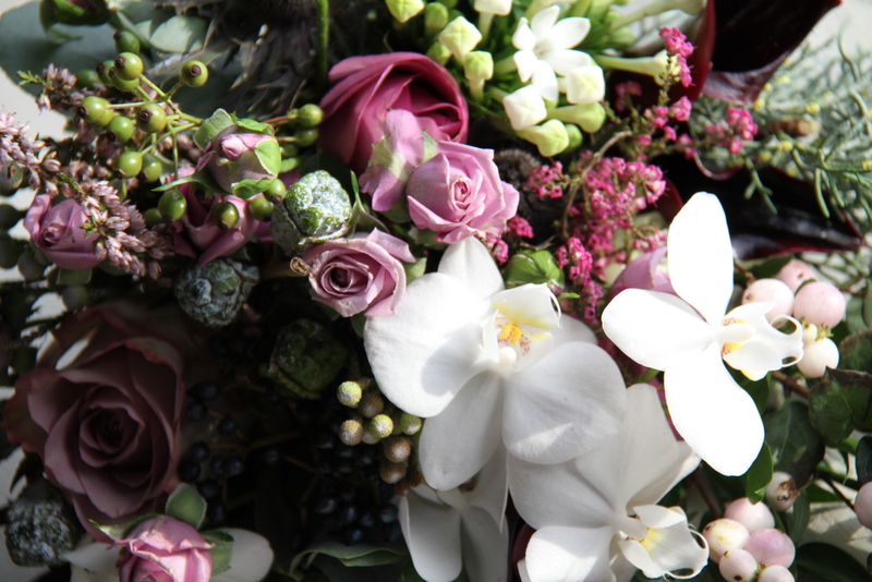 Winter Wedding Bouquet in Silver Pewter Mushroom Aubergine