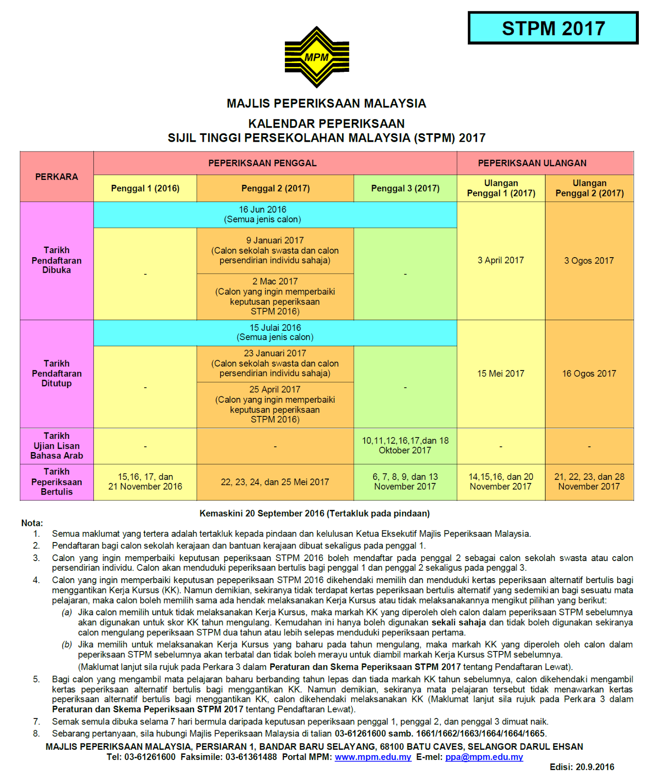 Stpm 2017 Dates Muet 2017 Calendar Kalendar Tarikh Peperiksaan Stpm Muet Malaysia Students