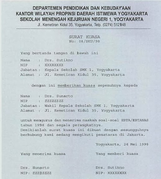 Contoh Surat Kuasa dan Penyusunannya - Kata Kata Bijak