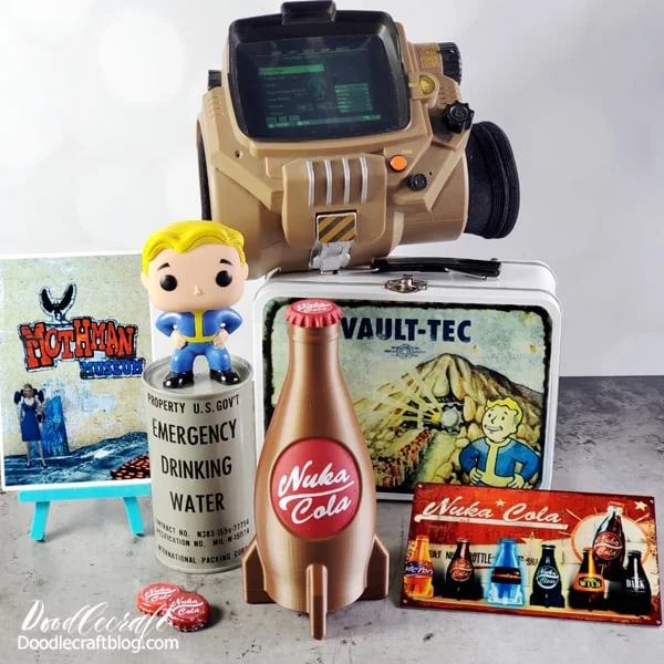 HOW TO MAKE FALLOUT THEMED CRAFTS FOR PARTY, DECOR, CRAFT IDEAS!   Attention vault dwellers--get your best friend and leave the fallout shelter!    Head out the Vault door--It's time to grab your paint, glue gun, Mod Podge, tee shirts, and bottle caps for the best fallout-inspired craft spree!   The BEST Fallout themed DIY's, parties, decor, and craft projects--to celebrate Amazon Prime's Fallout series (all episodes live now)...have you watched it yet?